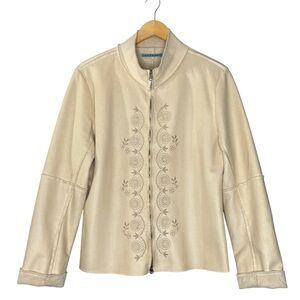 Velvet Graham & Spencer jacket cream embroidered sueded minky interior large